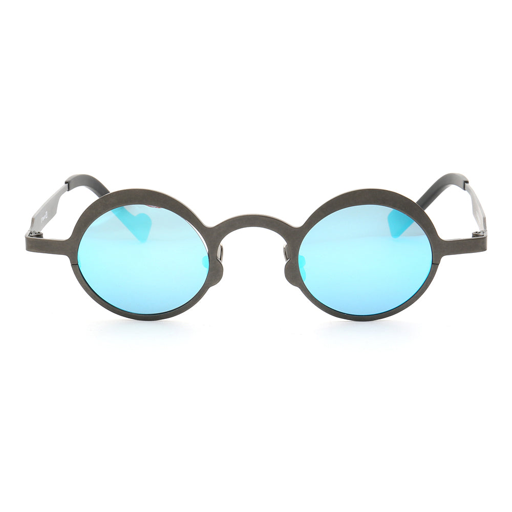 Voyage | Round Pure Titanium Polarized Sunglasses | Two Tone Retro Nerd Frame