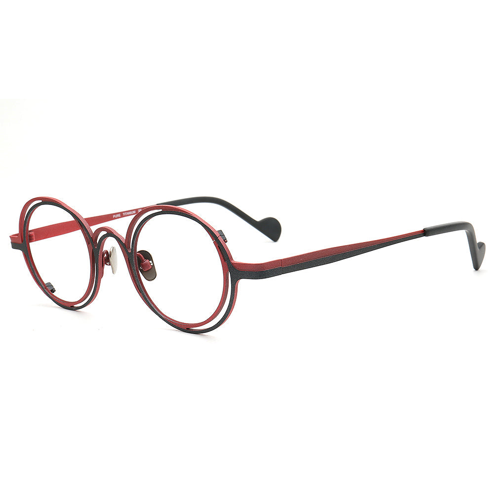 Slater | Round Womens Pure Titanium Eyeglasses Frames | Retro Mens Glasses Frames Two Tone