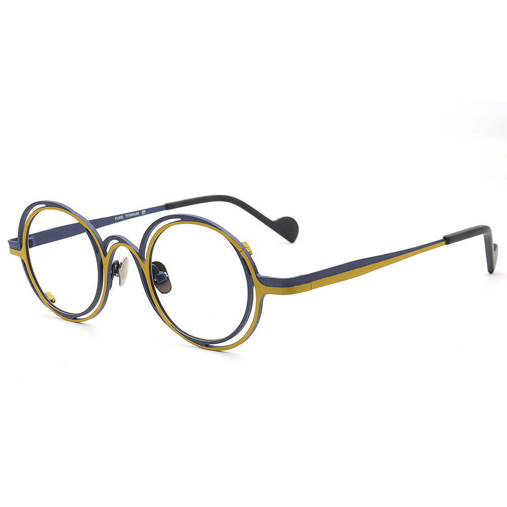 Slater | Round Womens Pure Titanium Eyeglasses Frames | Retro Mens Glasses Frames Two Tone