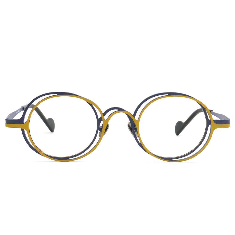 Slater | Round Womens Pure Titanium Eyeglasses Frames | Retro Mens Glasses Frames Two Tone