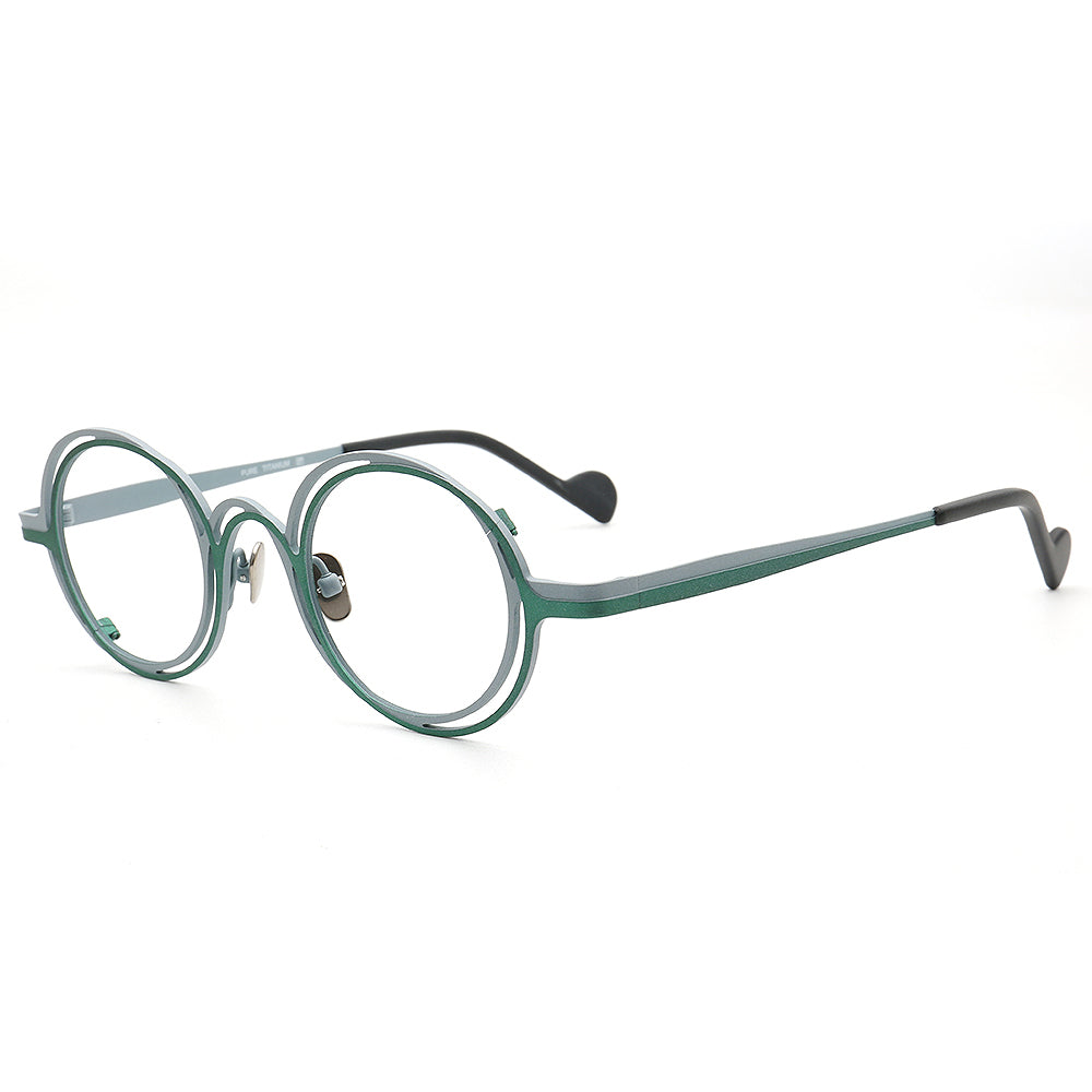 Slater | Round Womens Pure Titanium Eyeglasses Frames | Retro Mens Glasses Frames Two Tone