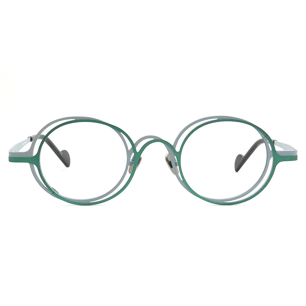 Slater | Round Womens Pure Titanium Eyeglasses Frames | Retro Mens Glasses Frames Two Tone