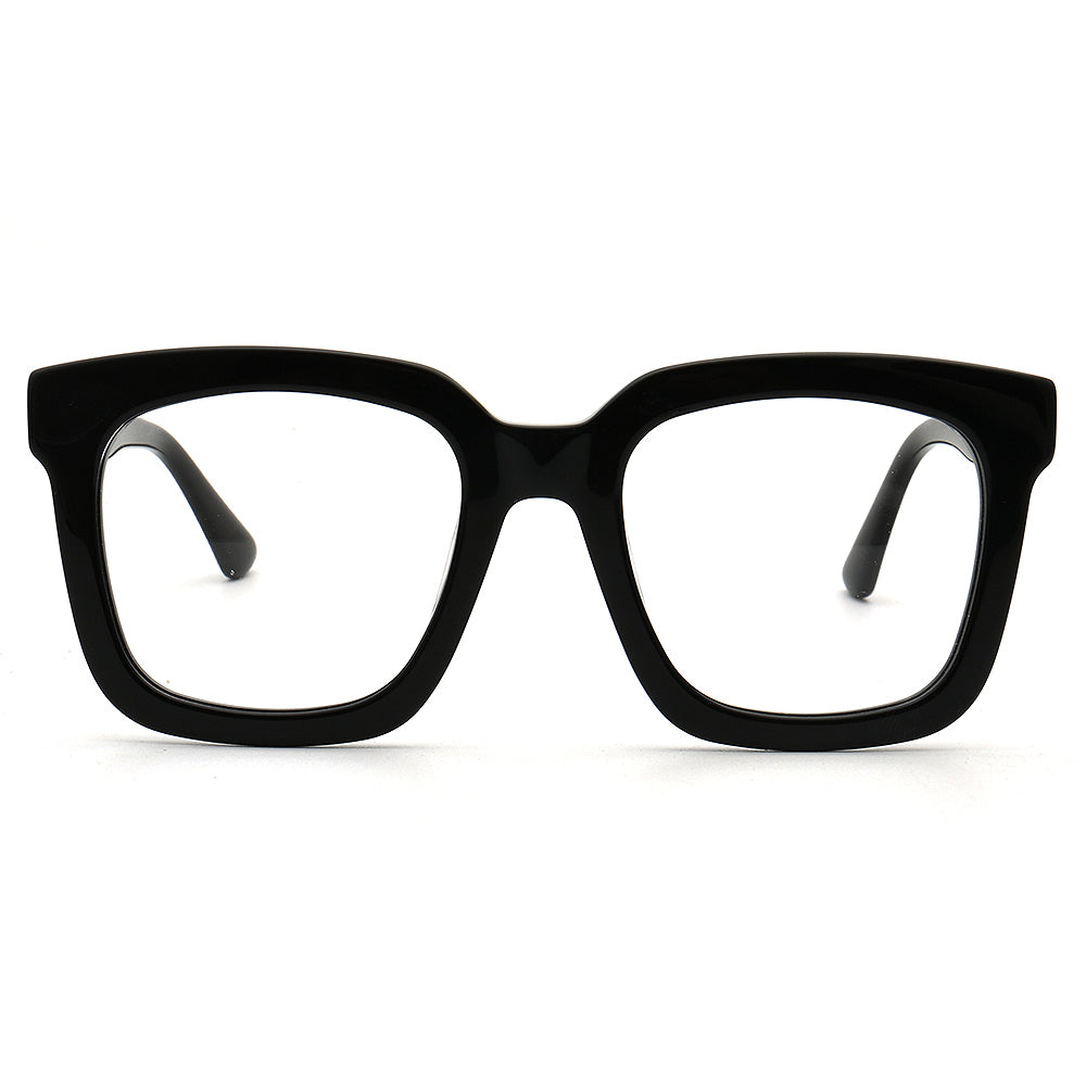 Jackie | Trendy Bulky Womens Square Optical Eyeglasses | Unisex Oversized Glasses Frame Transparent Green