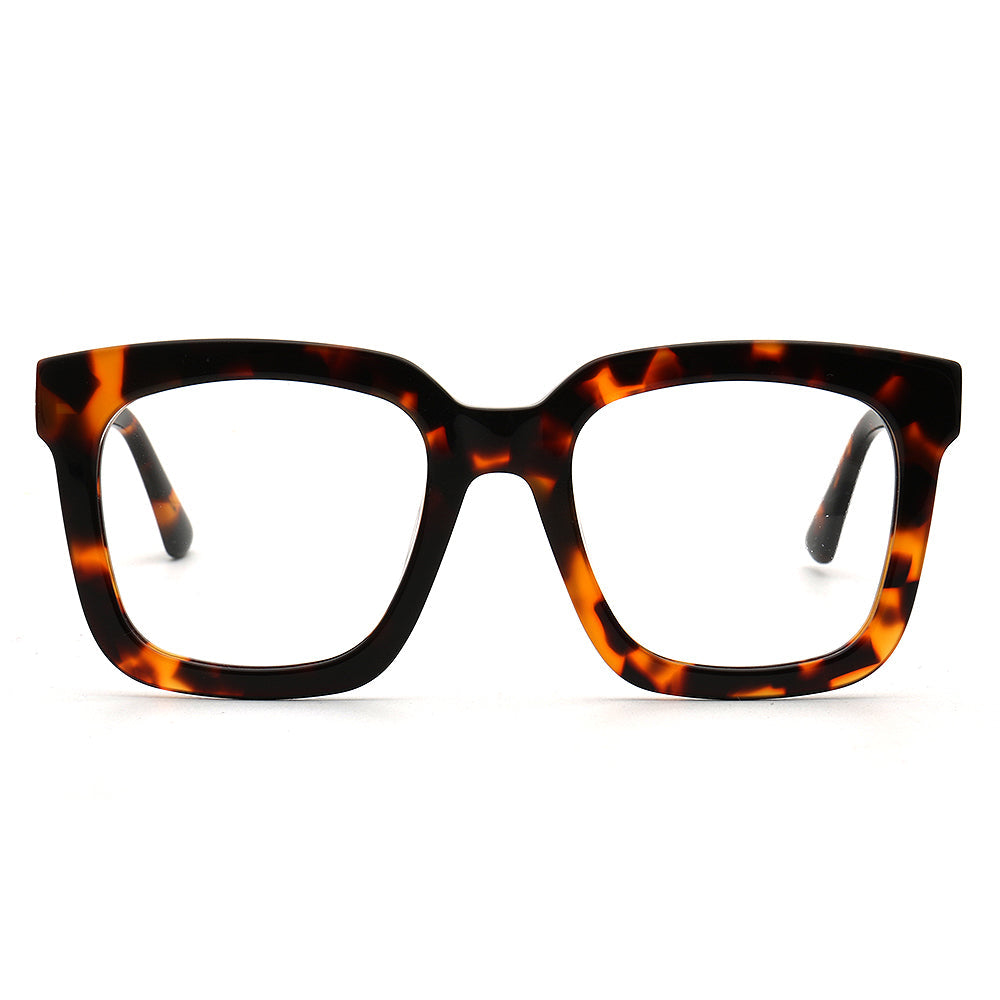 Jackie | Trendy Bulky Womens Square Optical Eyeglasses | Unisex Oversized Glasses Frame Transparent Green