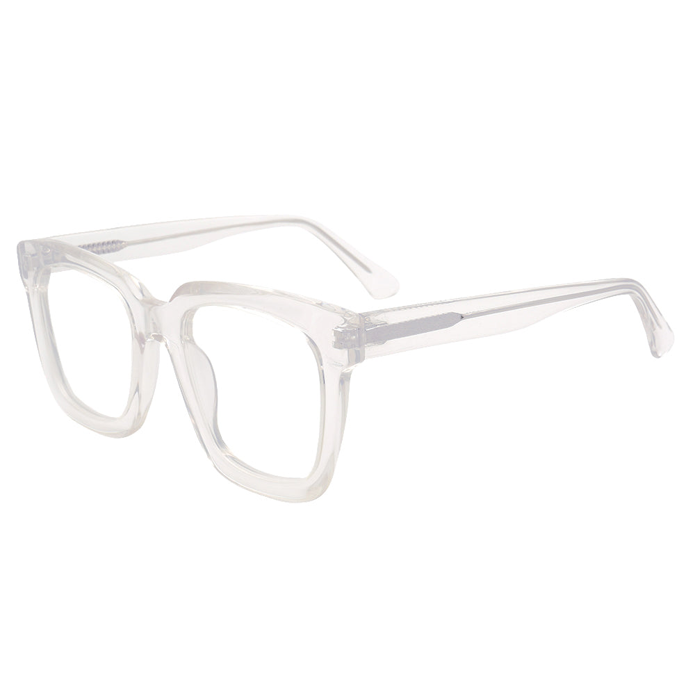 Jackie | Trendy Bulky Womens Square Optical Eyeglasses | Unisex Oversized Glasses Frame Transparent Green