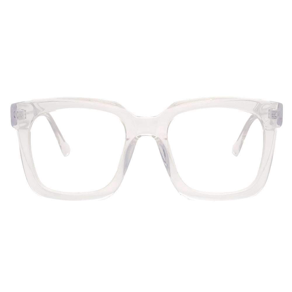 Jackie | Trendy Bulky Womens Square Optical Eyeglasses | Unisex Oversized Glasses Frame Transparent Green