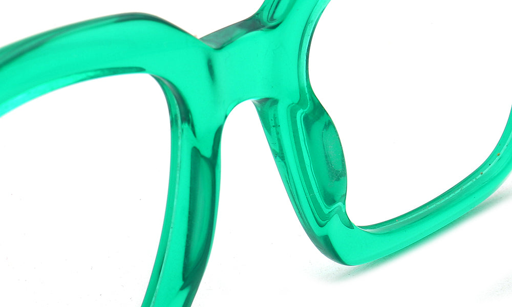 Jackie | Trendy Bulky Womens Square Optical Eyeglasses | Unisex Oversized Glasses Frame Transparent Green