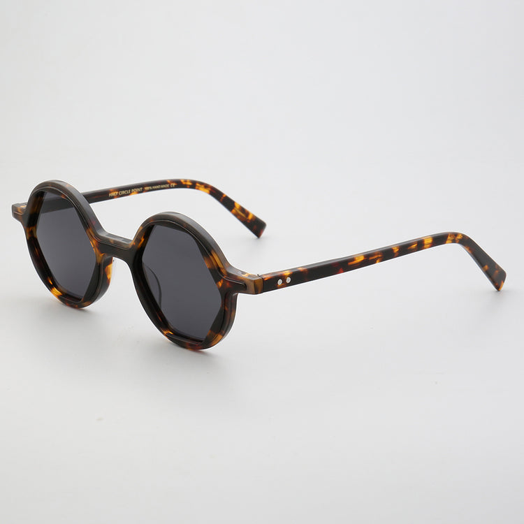 Mosley | Polarized Hexagon Shaped Sunglasses | Unisex Acetate Frame w/ Geometric Design