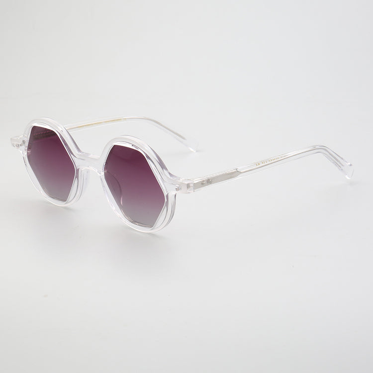 Mosley | Polarized Hexagon Shaped Sunglasses | Unisex Acetate Frame w/ Geometric Design