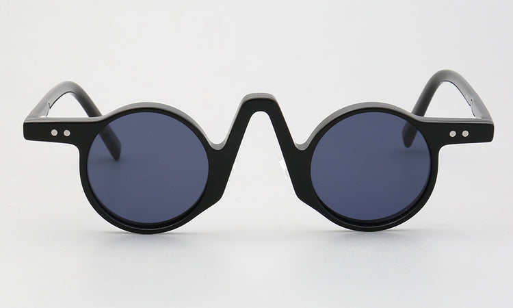 Central | Round Polarized Sunglasses w/ Tortoise Shell Pattern | Retro Raised Bridge Frame Design