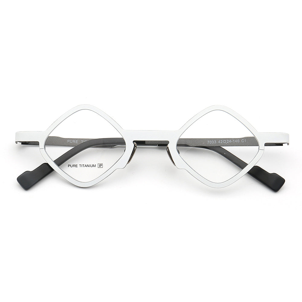 Marshall | Geometric Pure Titanium Eyeglass Frames | Lightweight Retro Nerd Glasses