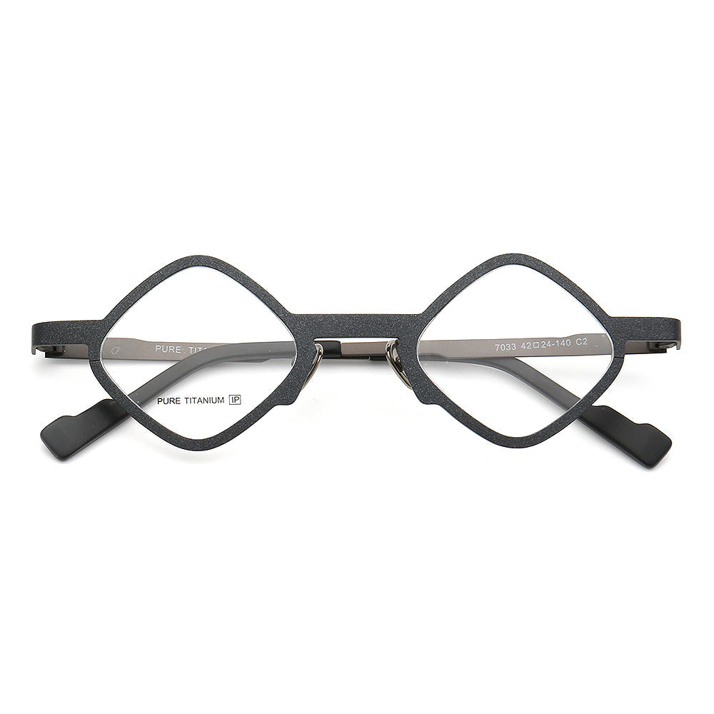 Marshall | Geometric Pure Titanium Eyeglass Frames | Lightweight Retro Nerd Glasses