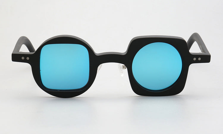 Scene | Mismatch Polarized Sunglasses w/ Tortoise Shell Pattern | Unique Retro Square & Circle Frames