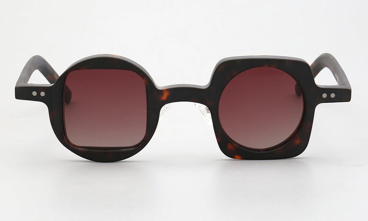 Scene | Mismatch Polarized Sunglasses w/ Tortoise Shell Pattern | Unique Retro Square & Circle Frames