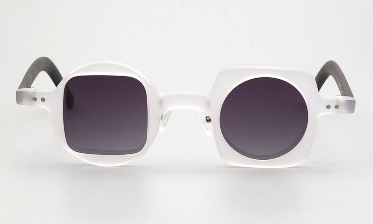 Scene | Mismatch Polarized Sunglasses w/ Tortoise Shell Pattern | Unique Retro Square & Circle Frames