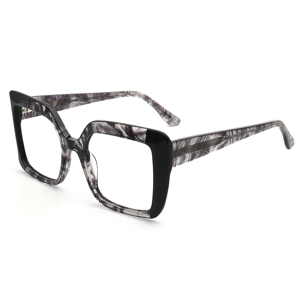 Sophia | Modern Women Oversize Square Eyeglasses Frames | Two Tone Stylish Green Tortoise Spectacles for Women