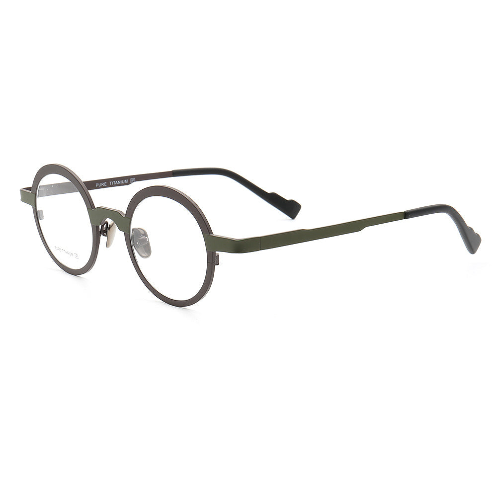 Clement | Two Tone Round Titanium Mens & Womens Eyeglass Frames | Stylish Nerd Glasses Online