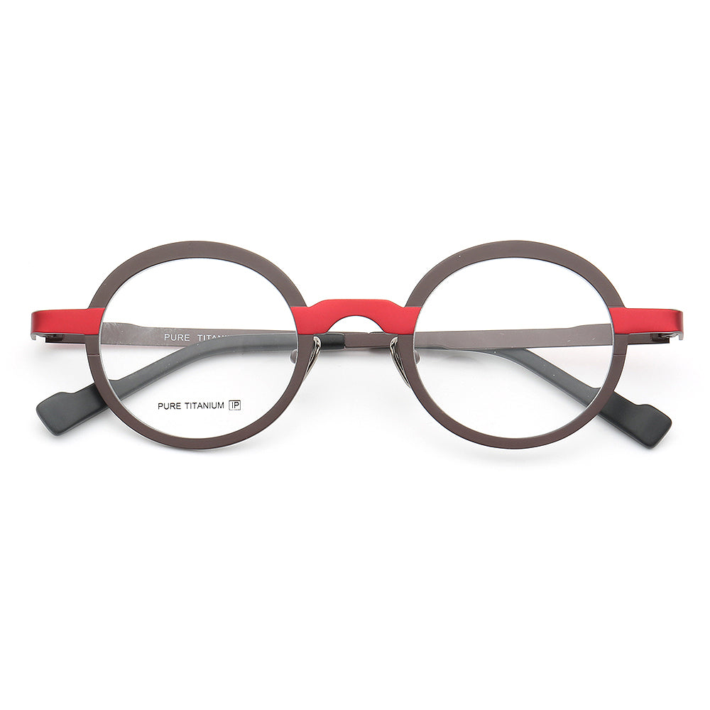Clement | Two Tone Round Titanium Mens & Womens Eyeglass Frames | Stylish Nerd Glasses Online
