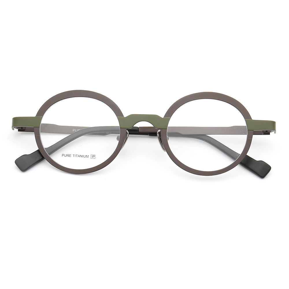 Clement | Two Tone Round Titanium Mens & Womens Eyeglass Frames | Stylish Nerd Glasses Online