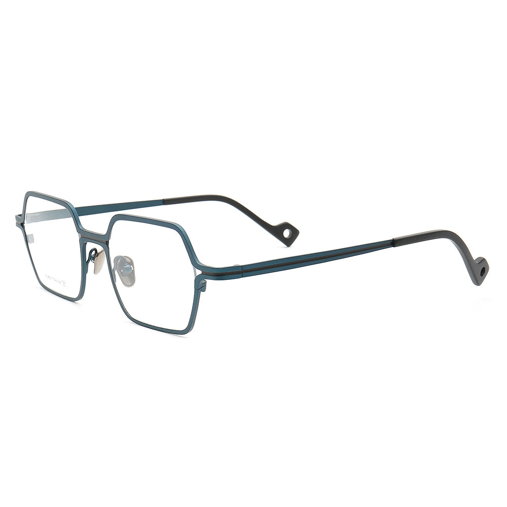 Griffin | Modern Square Pure Titanium Eyeglass Frames | Two Toned Striped Finish