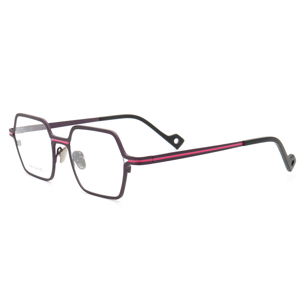 Griffin | Modern Square Pure Titanium Eyeglass Frames | Two Toned Striped Finish
