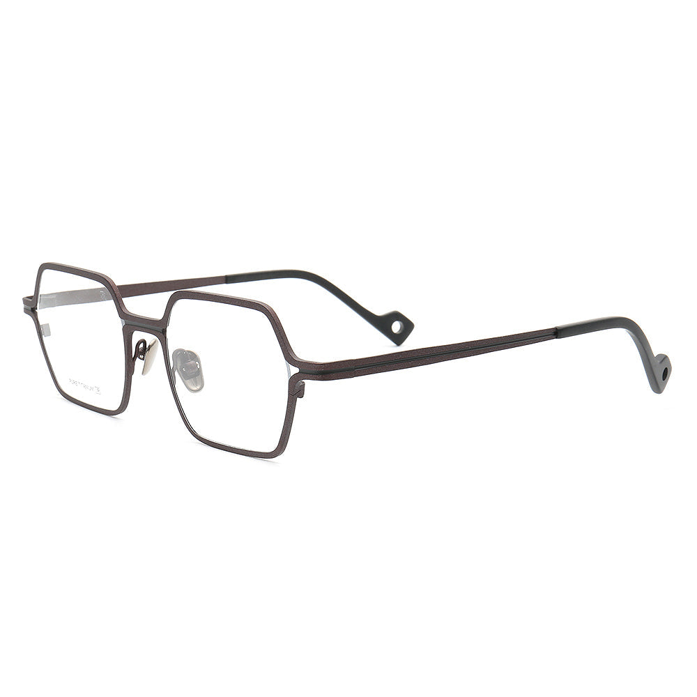 Griffin | Modern Square Pure Titanium Eyeglass Frames | Two Toned Striped Finish
