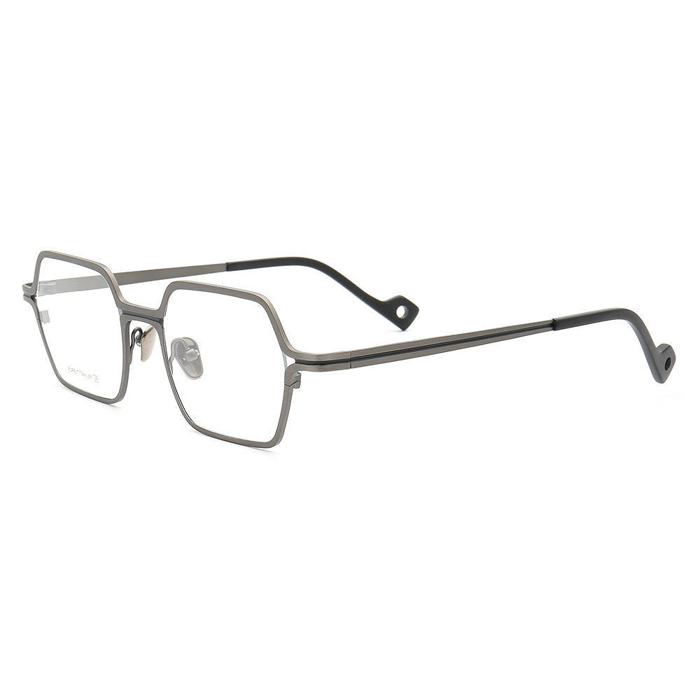 Griffin | Modern Square Pure Titanium Eyeglass Frames | Two Toned Striped Finish