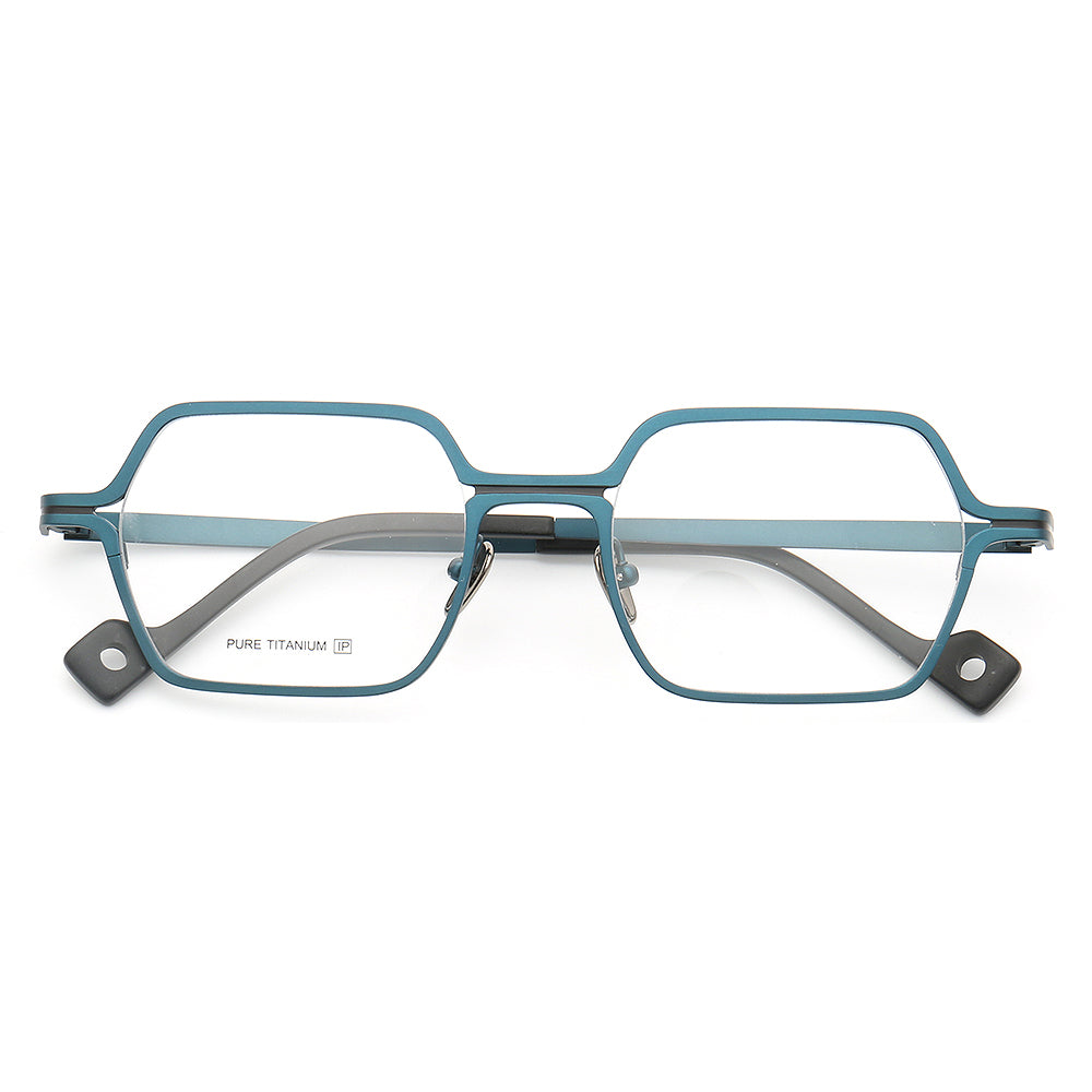Griffin | Modern Square Pure Titanium Eyeglass Frames | Two Toned Striped Finish