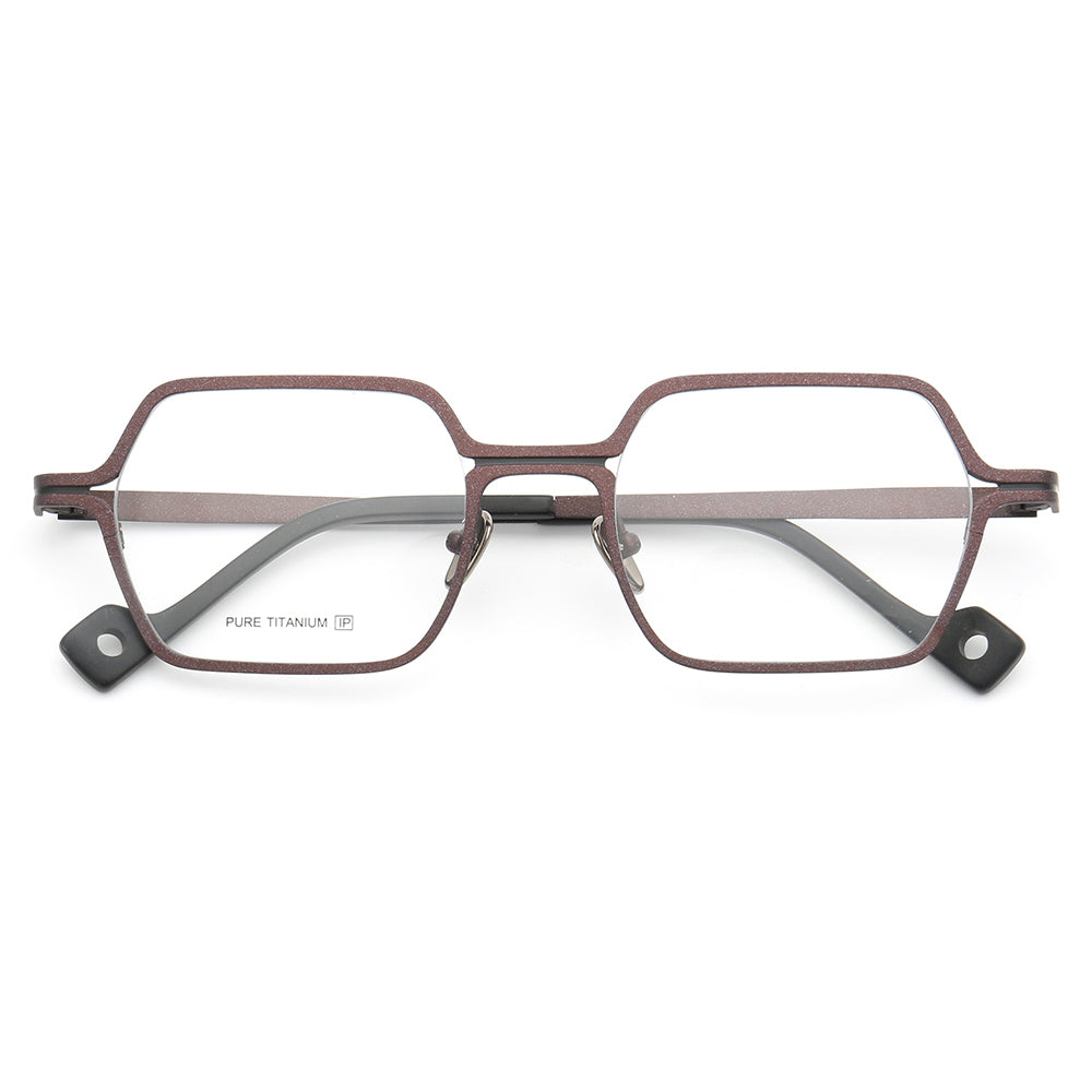 Griffin | Modern Square Pure Titanium Eyeglass Frames | Two Toned Striped Finish
