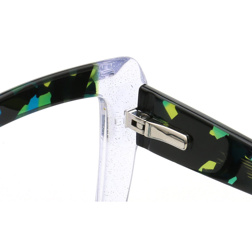 Sophia | Modern Women Oversize Square Eyeglasses Frames | Two Tone Stylish Green Tortoise Spectacles for Women