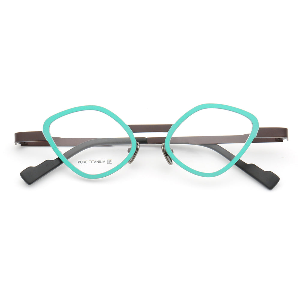 Luna | Funky Cat Eye Glasses Frames For Women | Fashionable Two Toned Pure Titanium Eyeglasses