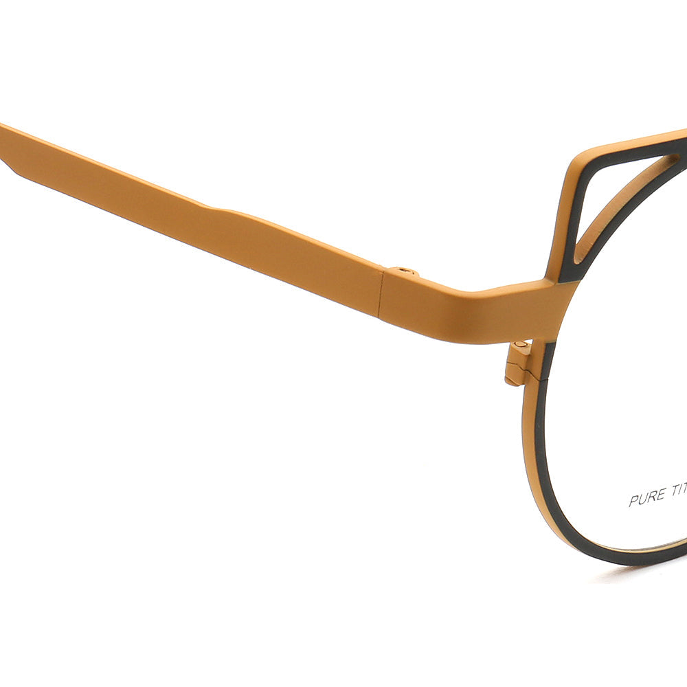 Devon | Retro Double Bridge Eyeglasses | Round Flat Top Pure Titanium Glasses