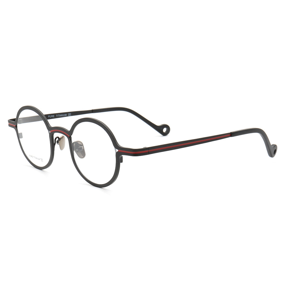 Brunswick | Round Pink Women Titanium Eyeglasses | Retro Striped Green Men Glasses Frames