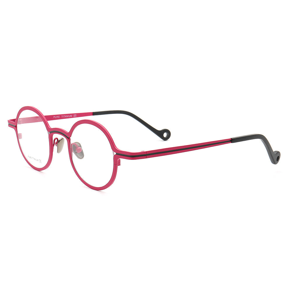Brunswick | Round Pink Women Titanium Eyeglasses | Retro Striped Green Men Glasses Frames