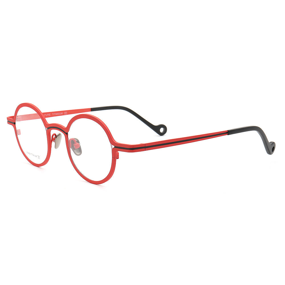 Brunswick | Round Pink Women Titanium Eyeglasses | Retro Striped Green Men Glasses Frames