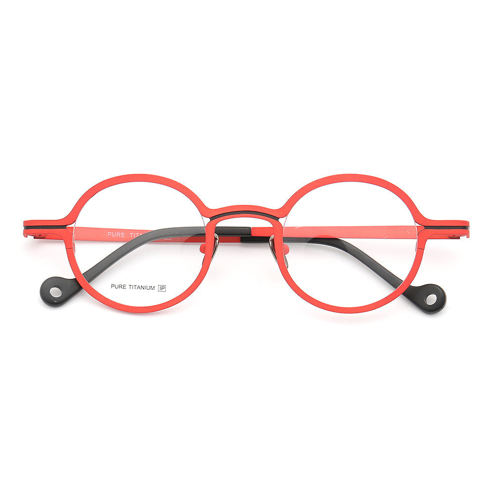 Brunswick | Round Pink Women Titanium Eyeglasses | Retro Striped Green Men Glasses Frames