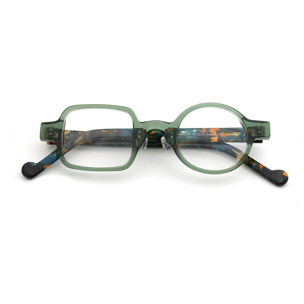 Distinct | Retro Mismatch Eyeglasses For Men & Women | Funky Round Square Frame w/ Tortoise Shell Finish