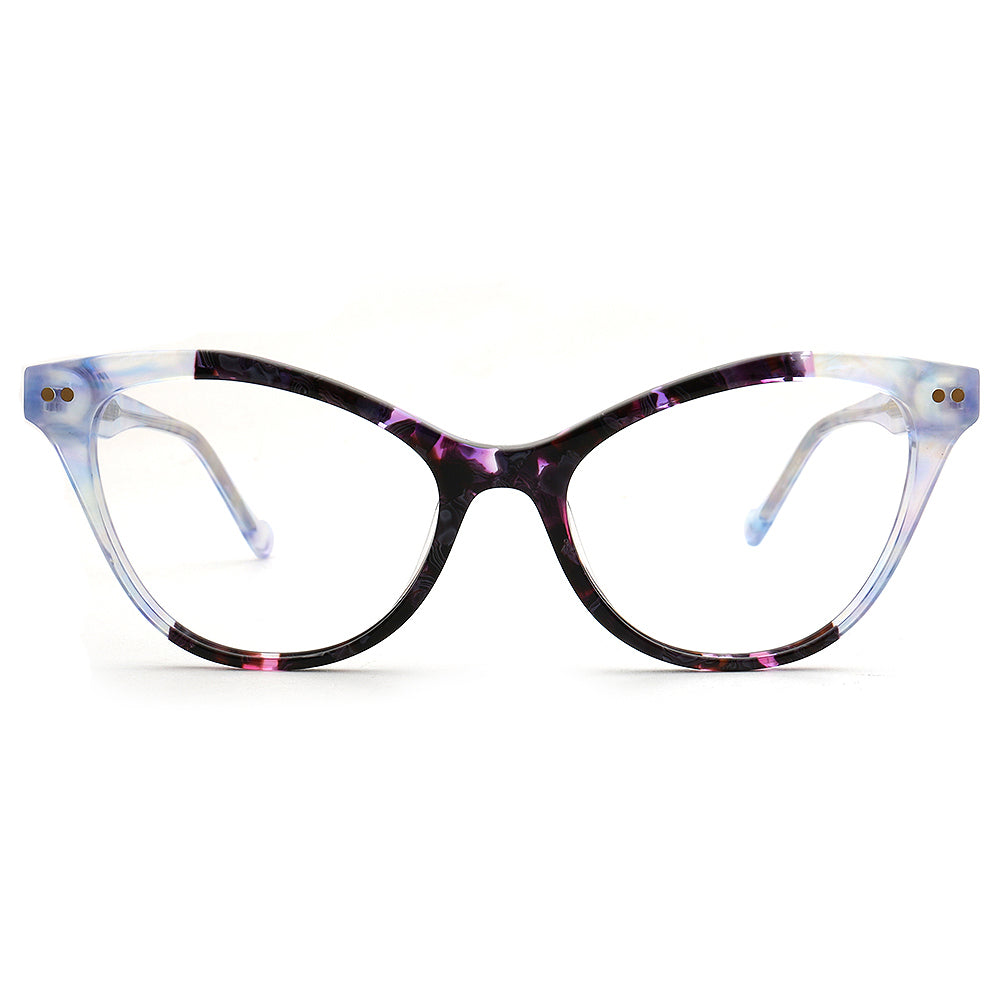 Alora | Trendy Womens Cat Eye Tortoise Shell Glasses Frames | Floral Female Retro Optical Eyeglasses