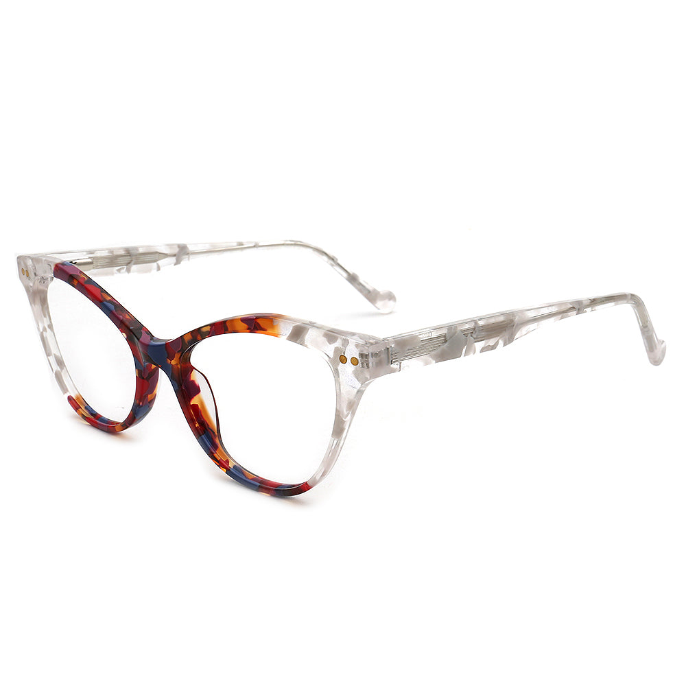 Alora | Trendy Womens Cat Eye Tortoise Shell Glasses Frames | Floral Female Retro Optical Eyeglasses