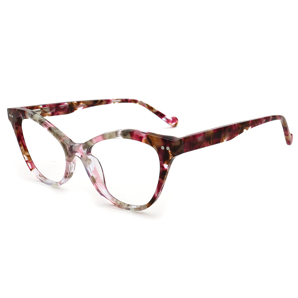 Alora | Trendy Womens Cat Eye Tortoise Shell Glasses Frames | Floral Female Retro Optical Eyeglasses