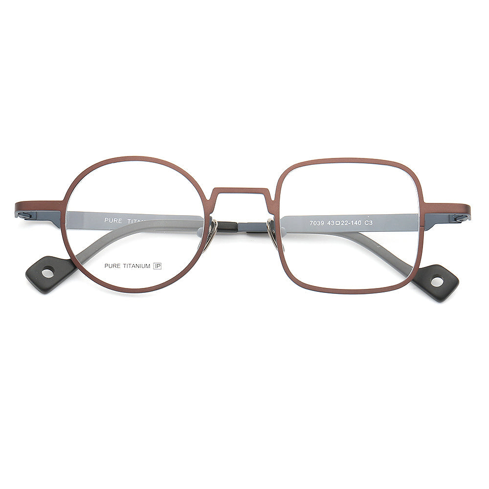 Ocean | Funky Modern Mismatched Eyeglasses Frames | Pure Titanium Square & Round Eyewear Modern