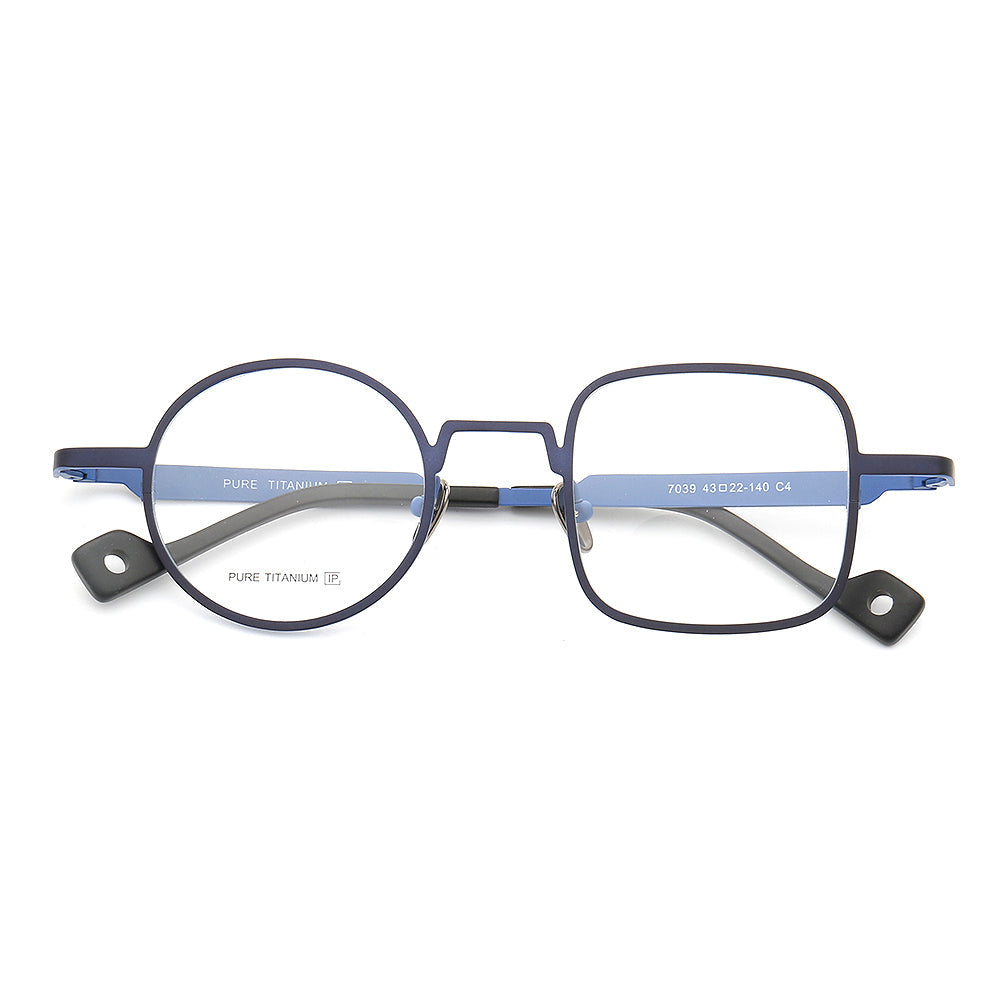 Ocean | Funky Modern Mismatched Eyeglasses Frames | Pure Titanium Square & Round Eyewear Modern