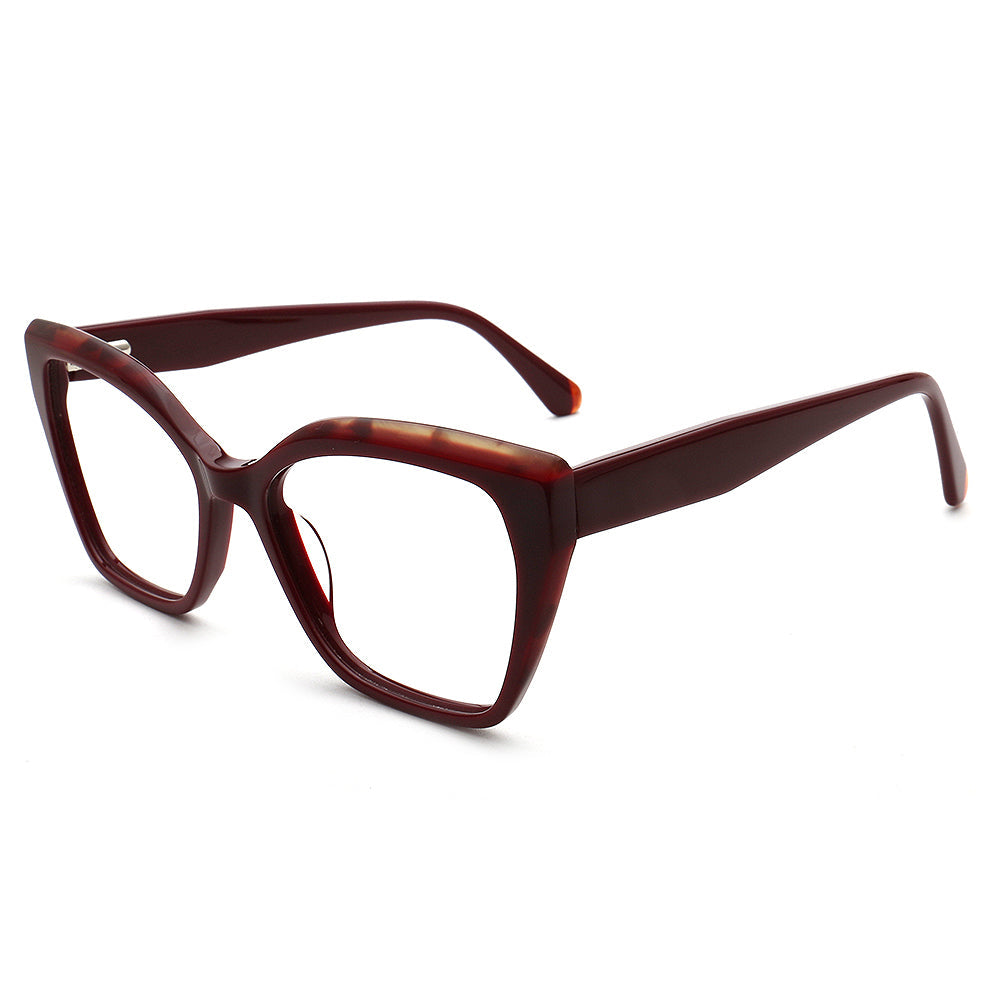 Olivia | Modern Women Cat Eye Oversized Optical Eyeglasses | Retro Olive Glasses Frame for Female