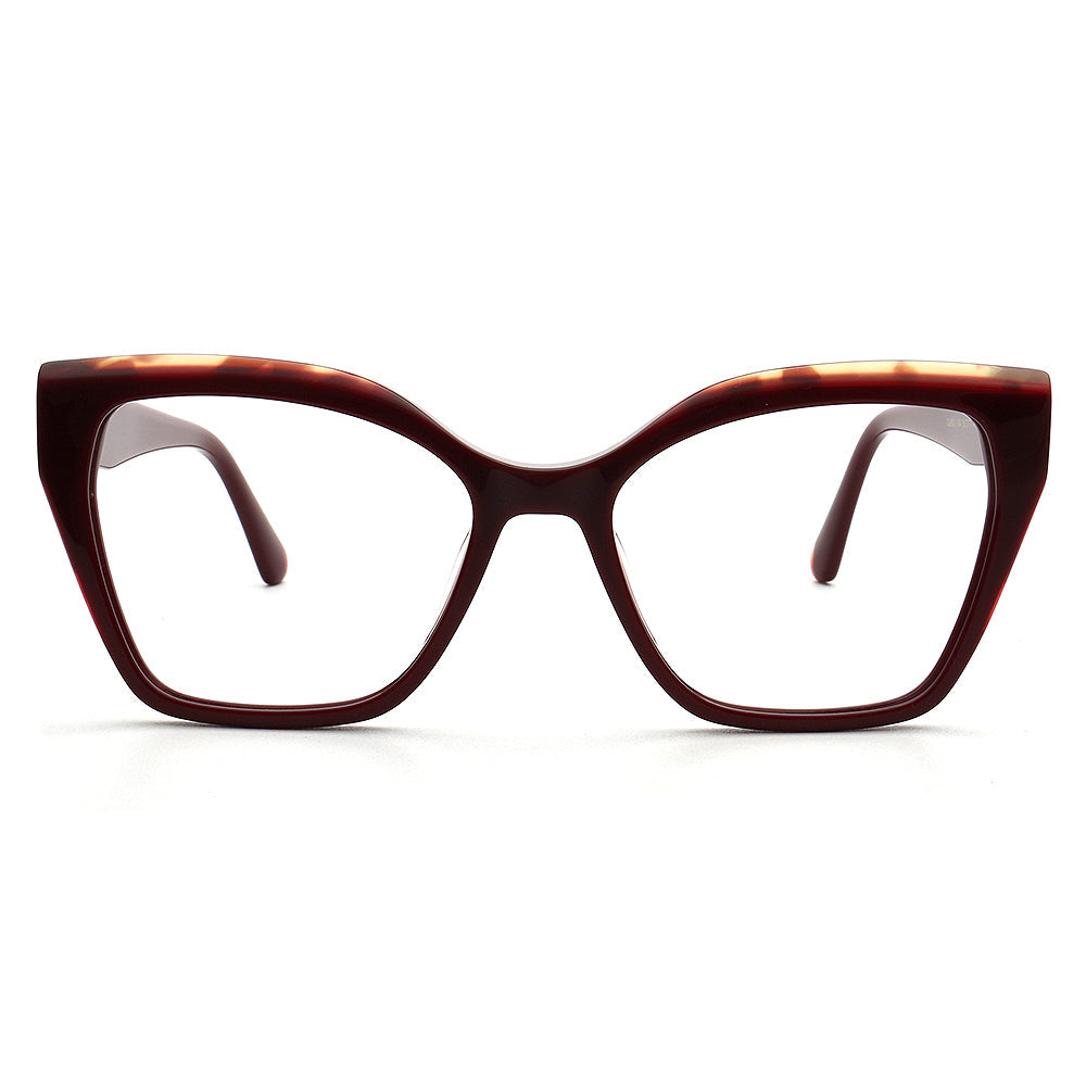 Olivia | Modern Women Cat Eye Oversized Optical Eyeglasses | Retro Olive Glasses Frame for Female