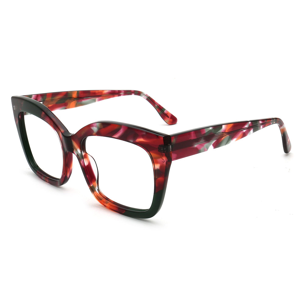 Ava | Funky Women Oversize Square Optical Eyeglasses | Tortoise Shell Marble Glasses Frames for Women
