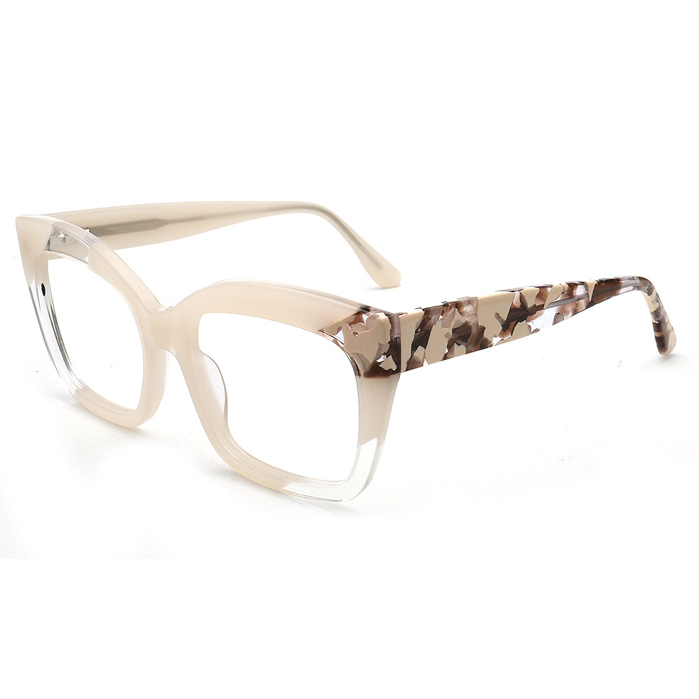 Ava | Funky Women Oversize Square Optical Eyeglasses | Tortoise Shell Marble Glasses Frames for Women