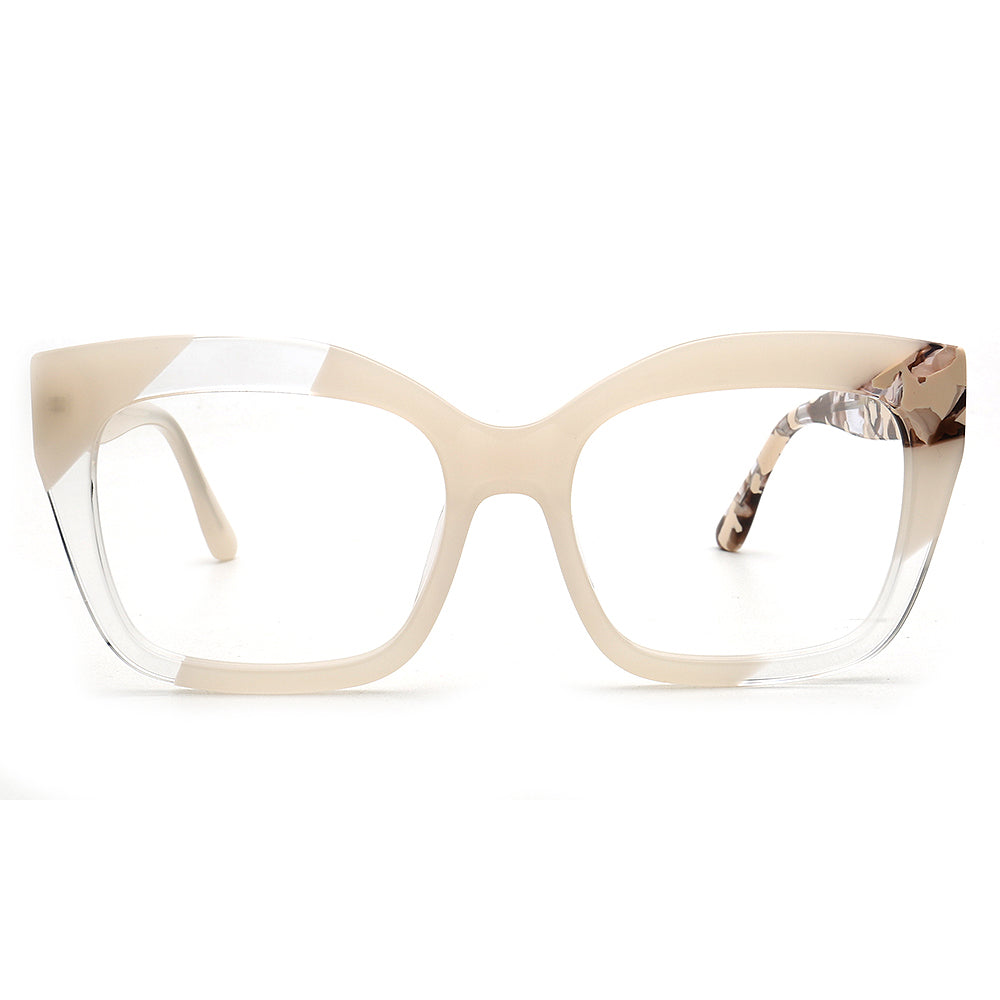 Ava | Funky Women Oversize Square Optical Eyeglasses | Tortoise Shell Marble Glasses Frames for Women