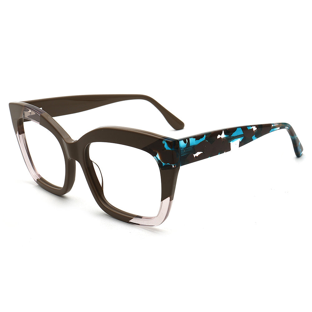 Ava | Funky Women Oversize Square Optical Eyeglasses | Tortoise Shell Marble Glasses Frames for Women