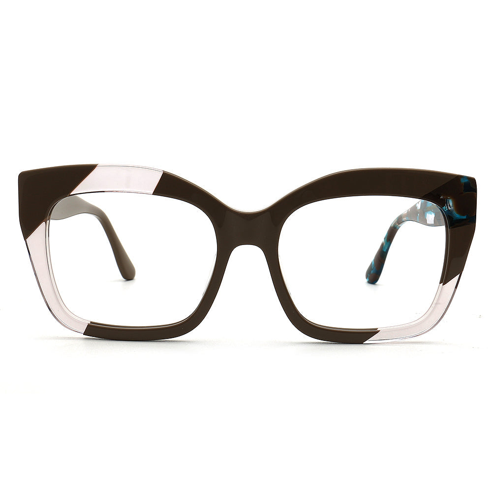 Ava | Funky Women Oversize Square Optical Eyeglasses | Tortoise Shell Marble Glasses Frames for Women