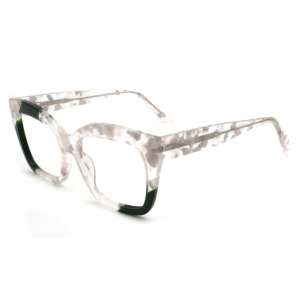 Ava | Funky Women Oversize Square Optical Eyeglasses | Tortoise Shell Marble Glasses Frames for Women